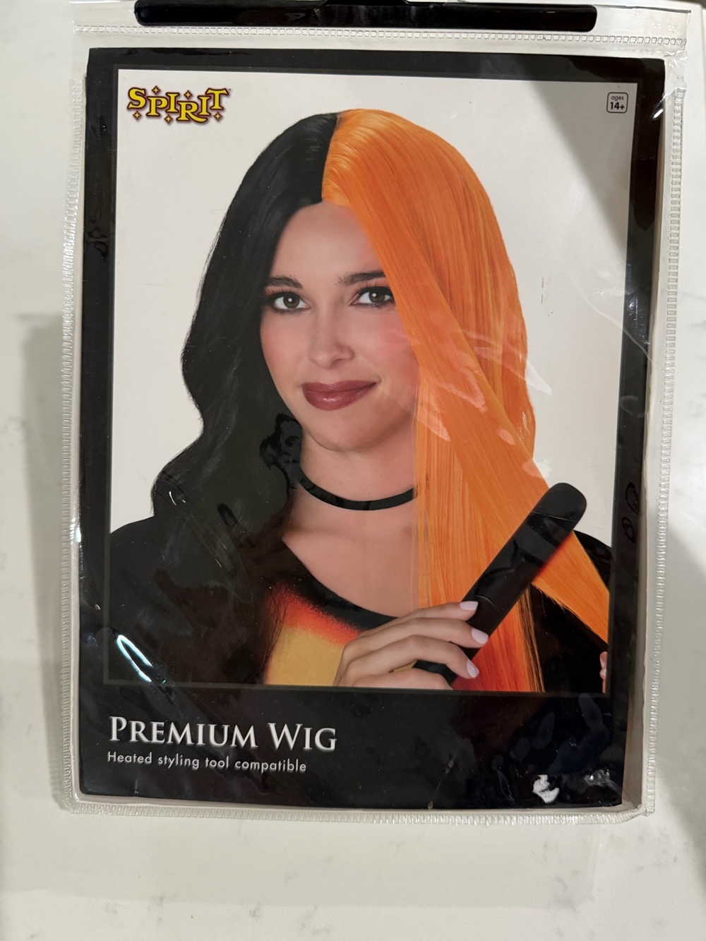 Spirit Two-Tone Black and Orange Split-Style Wig - Picture 1 of 8